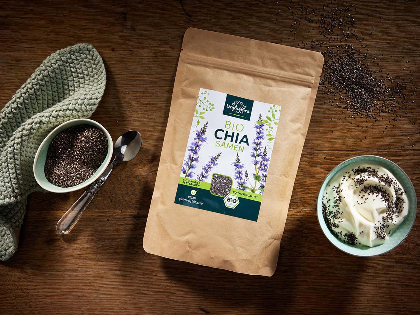 Graines de chia bio - naturelles - 500 g - par Unimedica